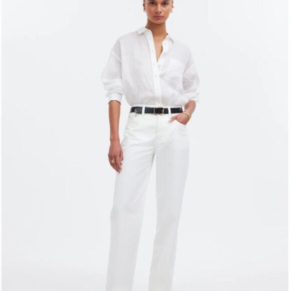 Madewell nq164 Low-Slung Straight Jeans ivory NWT size 26 - Picture 7 of 14